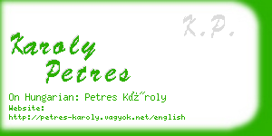 karoly petres business card